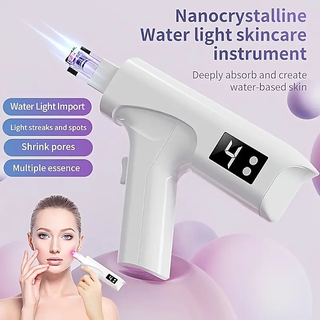  Instrument d'introduction à la lumière de l'eau nano microcristalline, dispositif de soins de la peau domestique, aiguille à lumière rouge et bleue, instrument de lumière à moins d'eau, pistolet à