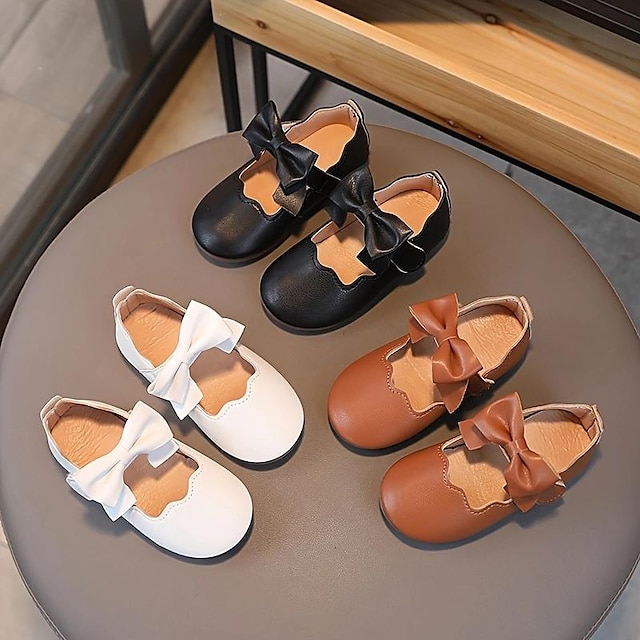  Boys Girls' Flats Daily PU Little Kids(4-7ys) Toddler(2-4ys) Daily Bowknot White Brown Summer Spring Fall