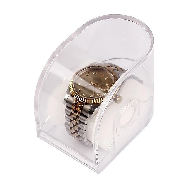  1pc caixa de poeira de relógio transparente, caixa de exibição de armazenamento de embalagem de loja de relógios 2.36*3.54*2.95 