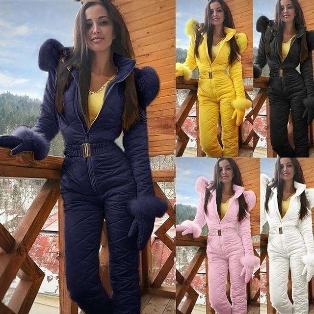  Women's Jumpsuit Ski Suit Outdoor Winter Thermal Warm Windproof Hooded Windbreaker Snow Suit for Skiing Camping / Hiking Snowboarding Ski