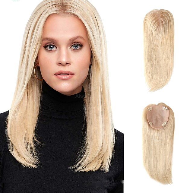 Silk Top Hair Topper Natural Human Hair Toupee for Women Hair Clip in