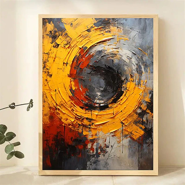 Abstract Bright Yellow Color Texture Thick Acrylic Painitng Large Size Palette Knife Oil Painting Canvas Wall Picture Art Rolled Canvas (No Frame) 6