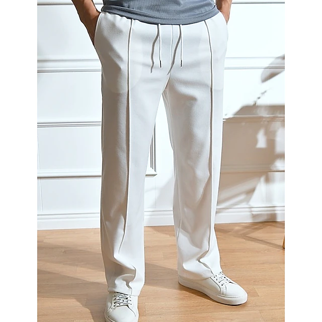 Pantalon De Jogging Stretch Homme Respirant Coupe Droite - Pantalon Loisirs Confortable Couleur Unie Baggy Sport