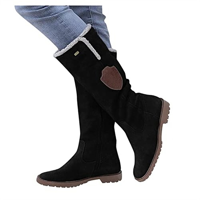  botas femininas de camurça até o joelho com forro de lã - botas casuais de inverno marrom para atividades ao ar livre