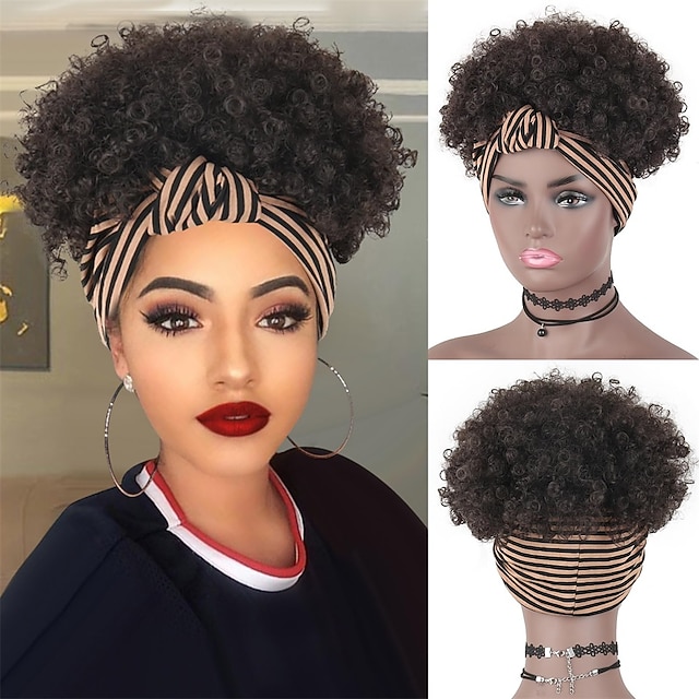 Afro Kinky Curly Wig Headband Wig Gray Wigs for Women Short Curly Afro