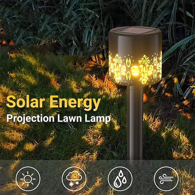  Solarpfähle Rasenlicht Gartenszenenlicht wasserdicht sicher künstlerische hohle Rasentreppenlampe für Garten 1St