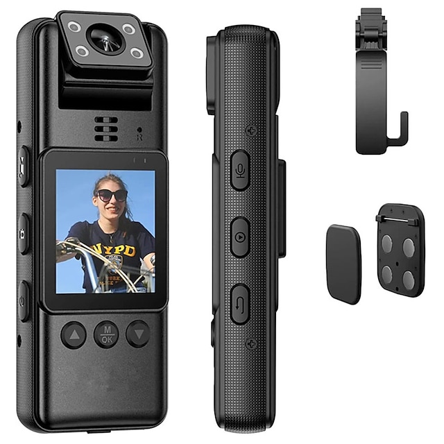  A23 mini caméra de vision nocturne infrarouge 1080p 180 enregistreur vidéo len rotatif petit caméscope police bodycam clips magnétiques