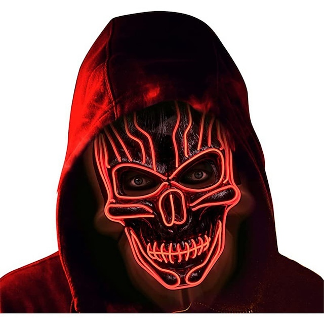  怖いマスク ハロウィーン LED ライト小道具テロマスク 3 つの点滅モード付き ハロウィーン フェスティバル パーティー コスプレ用