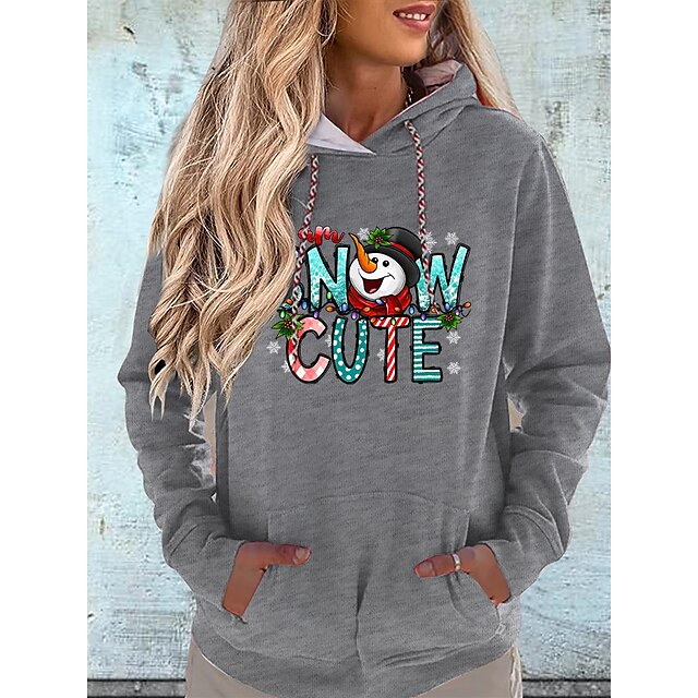  Women's Pullover Casual Pocket Drawstring Red Blue Khaki Graphic Geometric Casual Hoodie Long Sleeve Fall & Winter Micro-elastic
