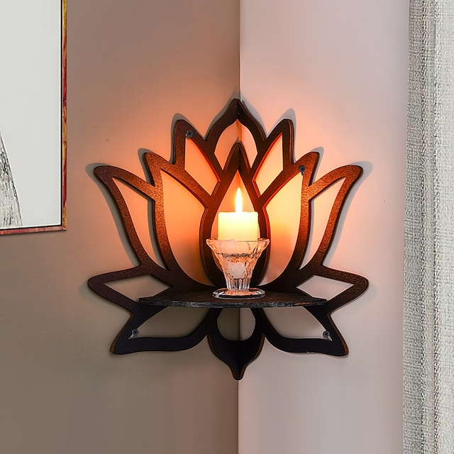  elegante houten lotus enkellaagse wandplank voor woondecoratie en opslag