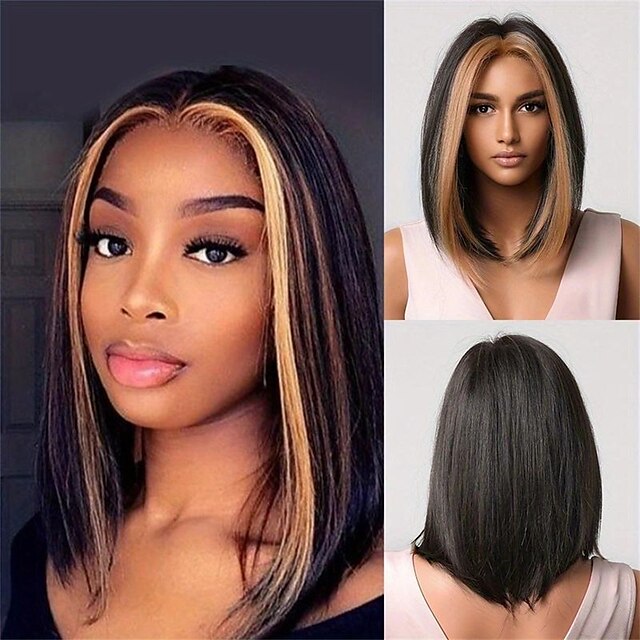  Synthetische pruiken Recht Middelste stuk Pruik Kort A1 A2 A3 Synthetisch haar Dames Modieus ontwerp Zacht Naturel Zwart Bruin Blond