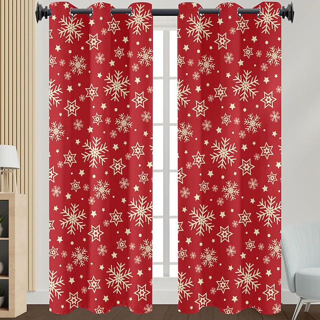 Red Christmas Curtains Panels for Bedroom,,Home Decor,Christmas Series ...