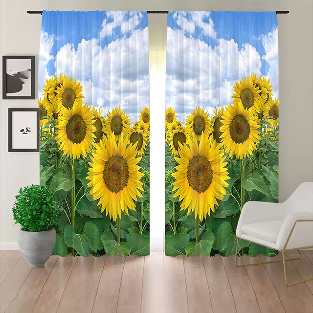 Sunflower Curtains Natural Blended Curtain Panels for Living Room/Light ...