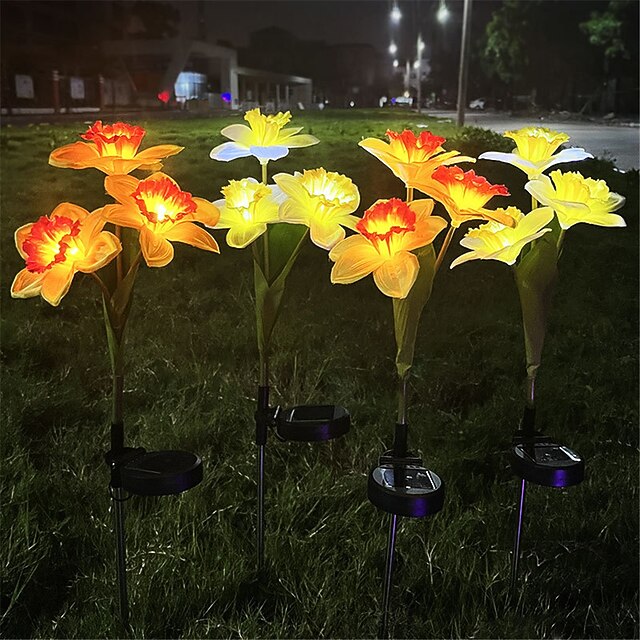3Head Solar Daffodil Lamps Courtyard Garden Outdoor Landscape Park