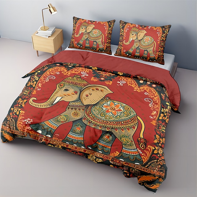 designový sloní bavlněný ložní set 2dílný set 3dílný lehký měkký krátký plyšový set v indiánském stylu lidové umění král královna vel.