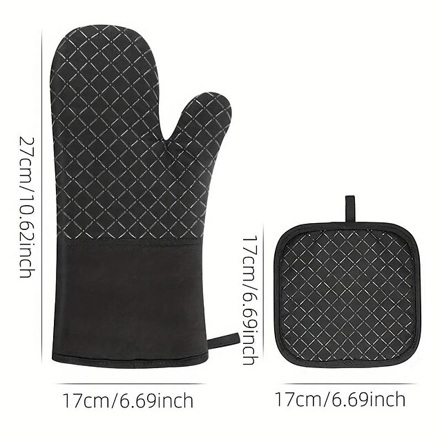 Silicone Oven Mitts And Pot Holder, Thickened Heat Resistant Gloves And  Heat Insulation Pad, Non-slip Bpa-free Oven Mitts For Bbq, Baking, Cooking,  Grilling, Hot Pads For Hot Dishes Or Pans, Home Kitchen