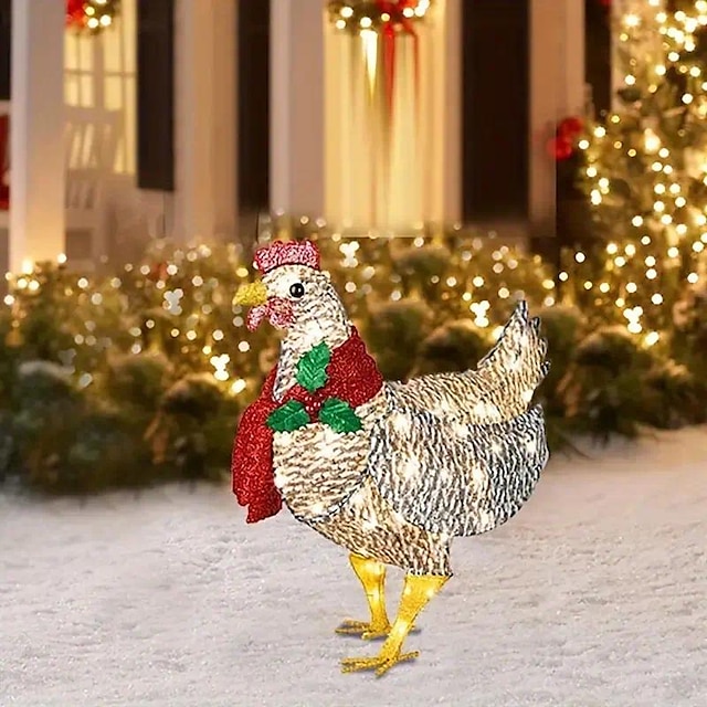  julelysende kylling hage hage dekorasjon festkort innsetting skjerf kylling juleskjerf kylling