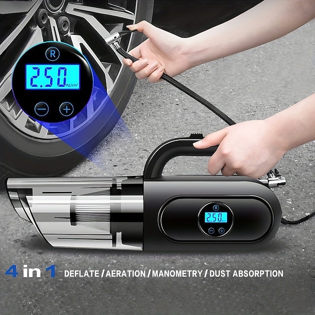  Wired / Wireless Car Mounted Vacuum Cleaner High Suction Dust Collector Inflatable Pump Car Charger Household Handheld Air Pump Kitchen And Indoor Cleaning Supplies