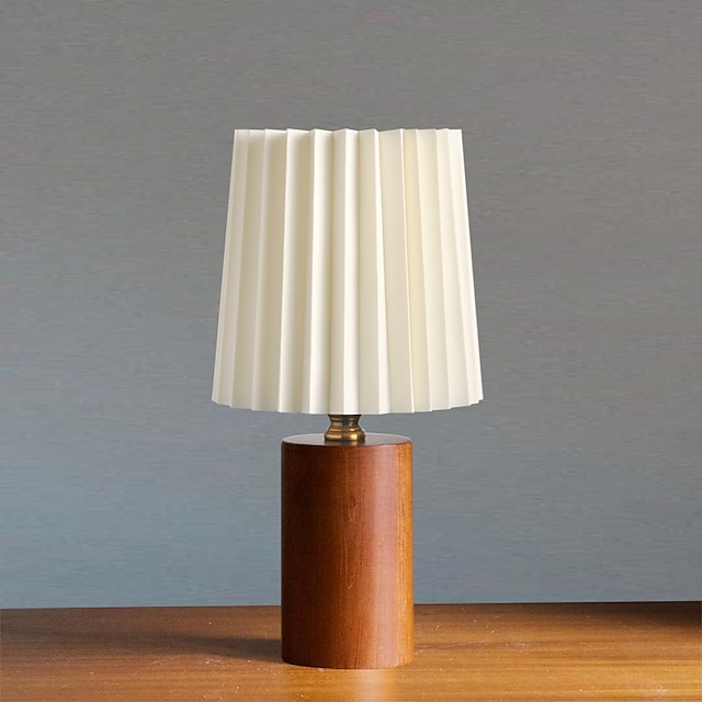  vintage plisovaný sloupový podstavec z masivního dřeva 1-světelná stolní lampa e27 110-240v