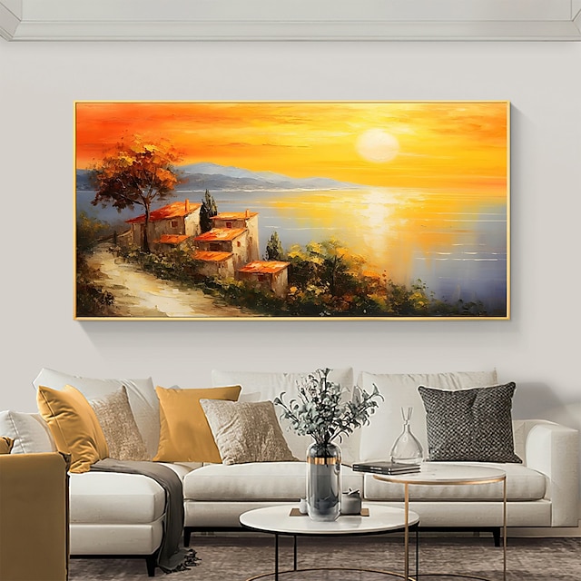  peinture à l'huile faite à la main toile mur art décor couchers de soleil originaux complet pour la décoration intérieure avec cadre étiré sans peinture de cadre intérieur