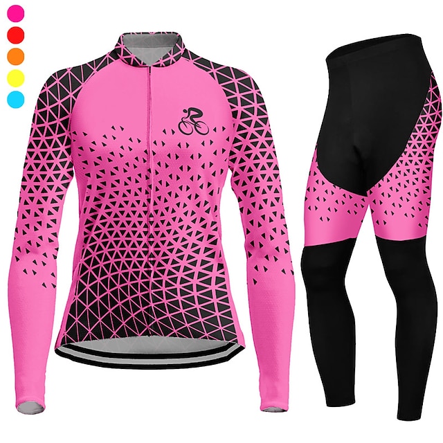  21Grams Women's Cycling Jersey with Tights Long Sleeve Mountain Bike MTB Road Bike Cycling Winter Violet Yellow Pink Graphic Bike Quick Dry Moisture Wicking Spandex Sports Graphic Clothing Apparel