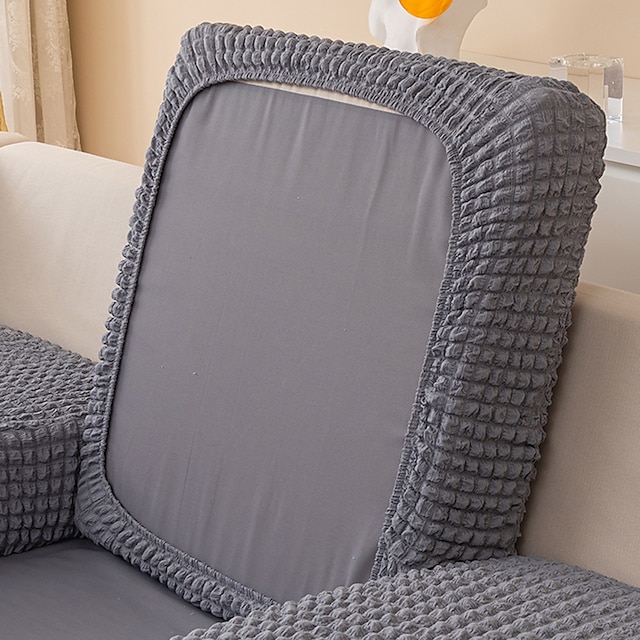  stretch sofa sæde pudebetræk slipcover elastisk sofa lænestol loveseat 4 eller 3 personers grå almindelig solid blød holdbar vaskbar