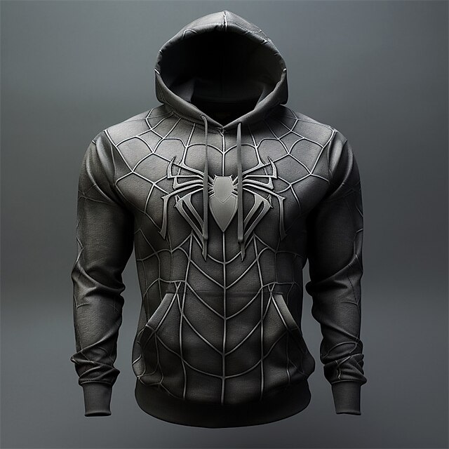 Halloween Black Spider Hoodie Mens Graphic Prints Daily Classic Casual ...