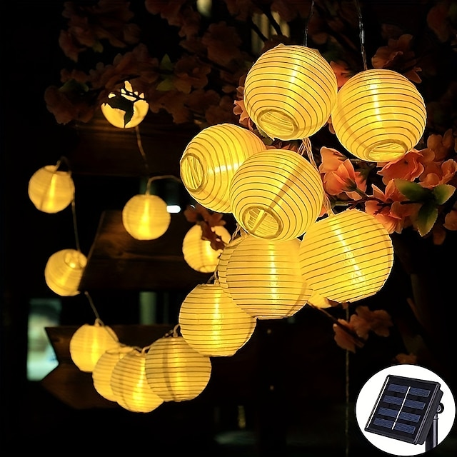  أضواء سلسلة الفانوس الشمسي في الهواء الطلق مقاومة للماء 3m 20led أضواء زخرفية متعددة الألوان لحديقة الفناء حفل زفاف ديكور غرفة نوم