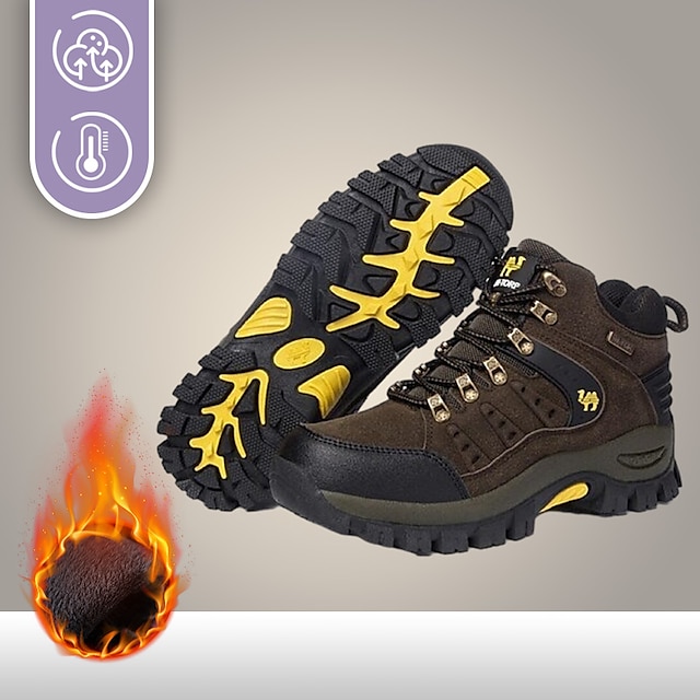  Bărbați Adidași Pantofi de drumeție Impermeabil Absorbție de șoc Respirabil Ușor Drumeție Alpinism TPR Vibram Mușama Piele Bovină Întoarsă Vară Primăvara & toamnă Verde Închis Maro Gri