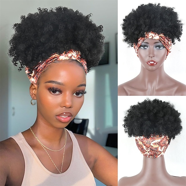 Afro Kinky Curly Wig Headband Wig Gray Wigs for Women Short Curly Afro
