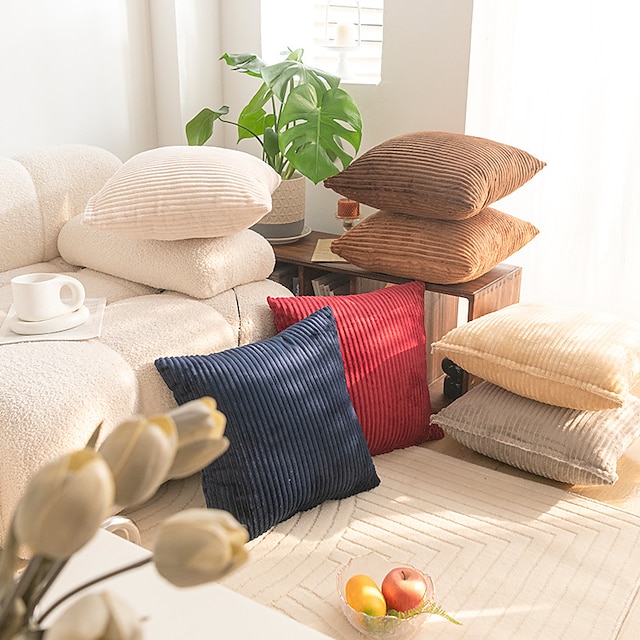  cuscini decorativi copricuscini in velluto a coste a righe cuscino in tinta unita cuscino per divano cuscino per poggiatesta cuscino per schienale 1 pz