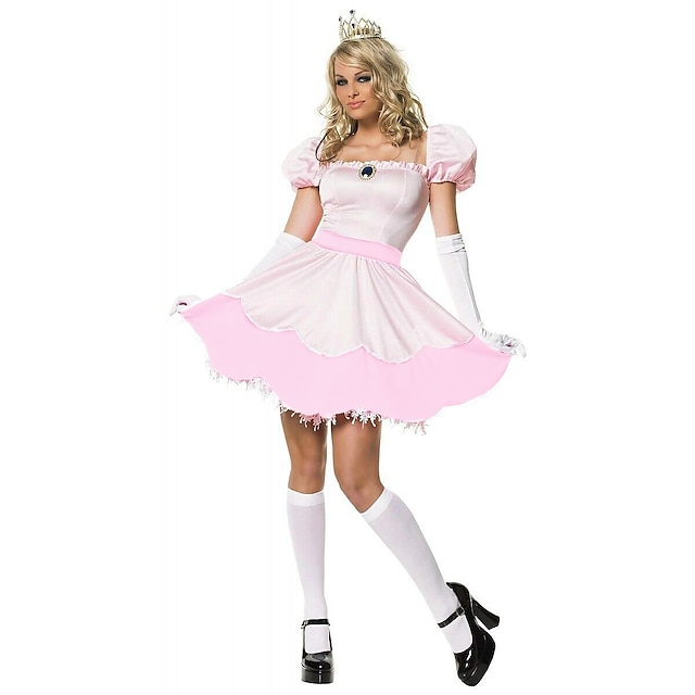 Princess Peach Super Brothers Cosplay Costume Halloween Group Couples ...