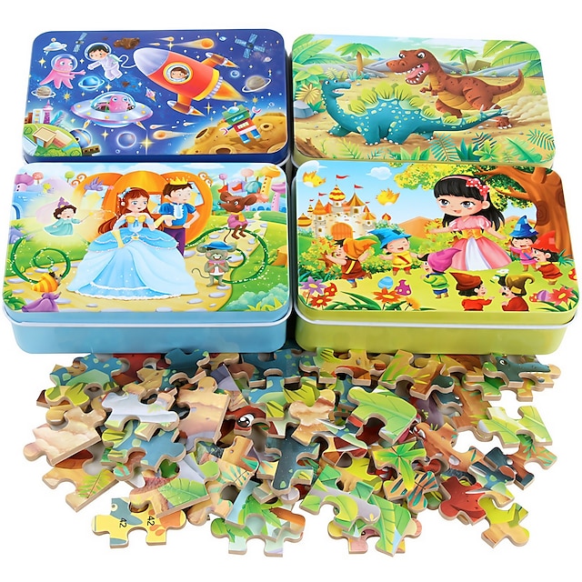  Wooden jigsaw puzzle puzzle for children 60 pieces of iron box jigsaw puzzle puzzle for kindergarten early education wooden toys
