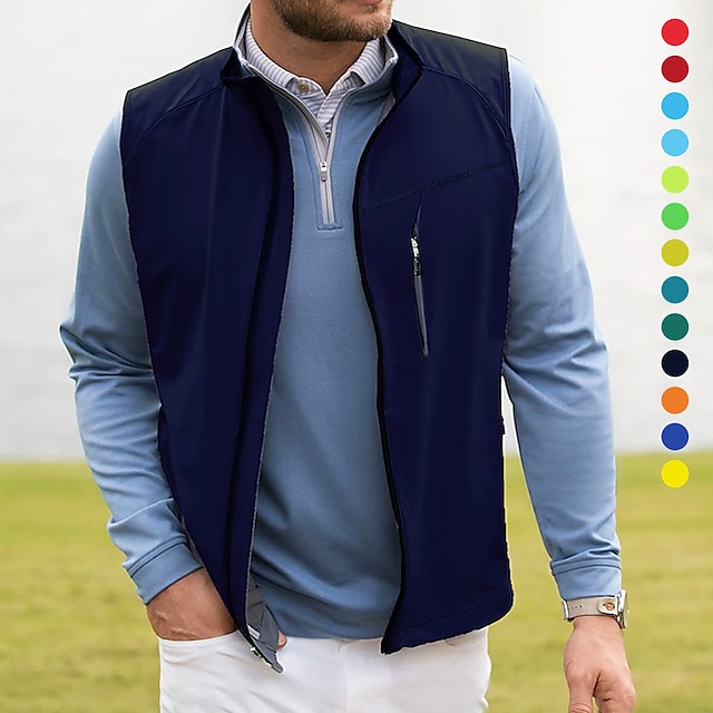 Men's Golf Vest Windproof Breathable Lightweight Sleeveless Golf Clothes Golf Outerwear Solid