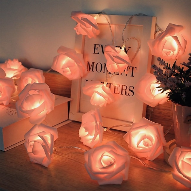  3M Rose String Lights 20 LEDs EL Warm White Valentines Creative String Lights Indoor Batteries Powered