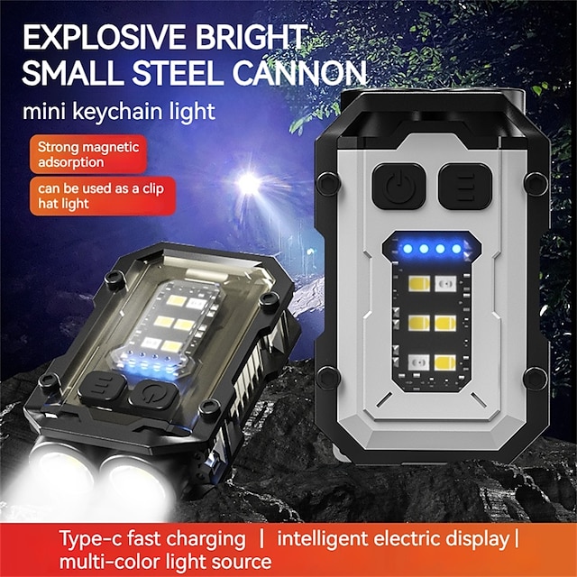  Leistungsstarke 2 Xtecob-Taschenlampe mit starkem Magnet, Mini-Taschenlampe, wiederaufladbar, Hut-Clip-Licht, für den Außenbereich, wasserdicht, Camping, Angeln