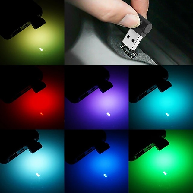  Auto-LED-Mini-USB-Licht, Auto-Innenraum-Atmosphäre, Umgebungslicht, Plug-and-Play, einfaches Aufleuchten