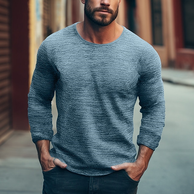 Voor Heren T shirt Shirt Met Lange Mouwen Effen Strakke Ronde Hals voor-heren-t-shirt-shirt-met-lange-mouwen-effen-strakke-ronde-hals