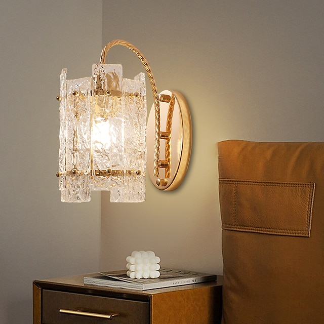 lampada da parete a led lampada da parete minimalista in cristallo per montaggio a parete, luci da interno per soggiorno, camera da letto, 110-240v