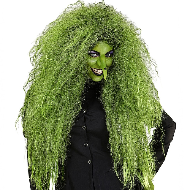  vilde hekse paryk grønne halloween cosplay fest parykker