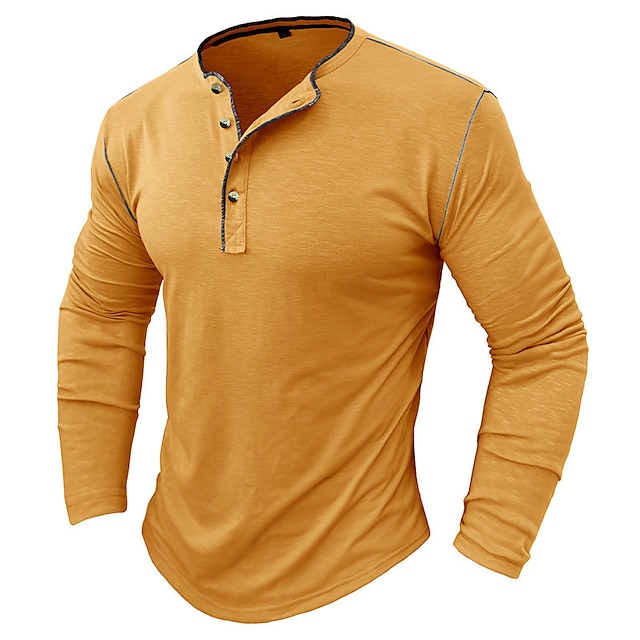  Herren T Shirt Henley Shirt T-Shirt langarmshirt Glatt Henley Strasse Urlaub Langarm Bekleidung Modisch Designer Basic