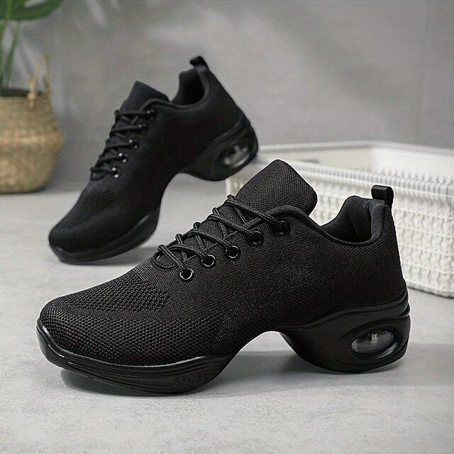 Women's Arch Support Dance Shoes Lace Up Air Cushion Mesh Sneakers with Soft Sole Comfort for