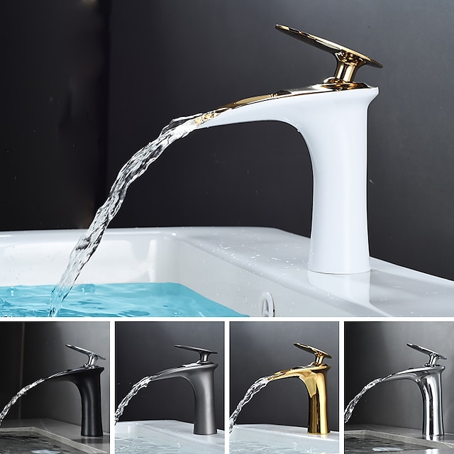  Lavandino rubinetto del bagno - Cascata Galvanizzato / Finiture verniciate Installazione centrale Una manopola Un foroBath Taps