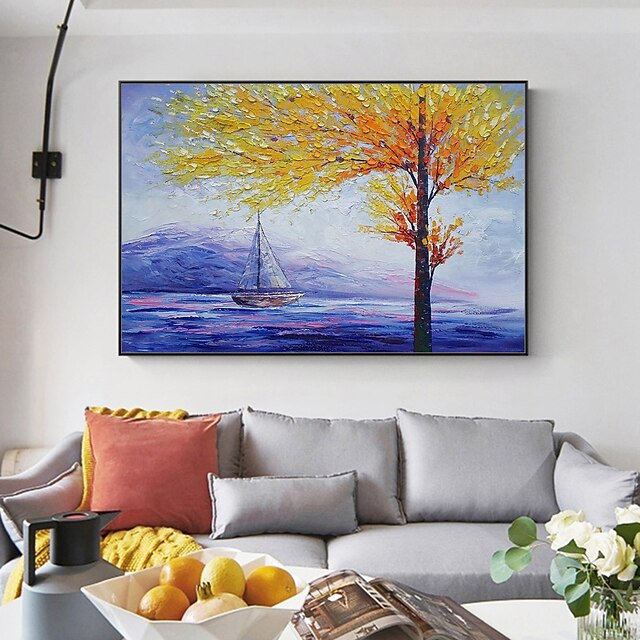 Mintura Handmade Abstract Thick texture Tree Landscap Oil Paintings On