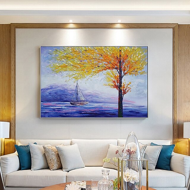 Mintura Handmade Abstract Thick Texture Tree Landscap Oil Paintings On ...