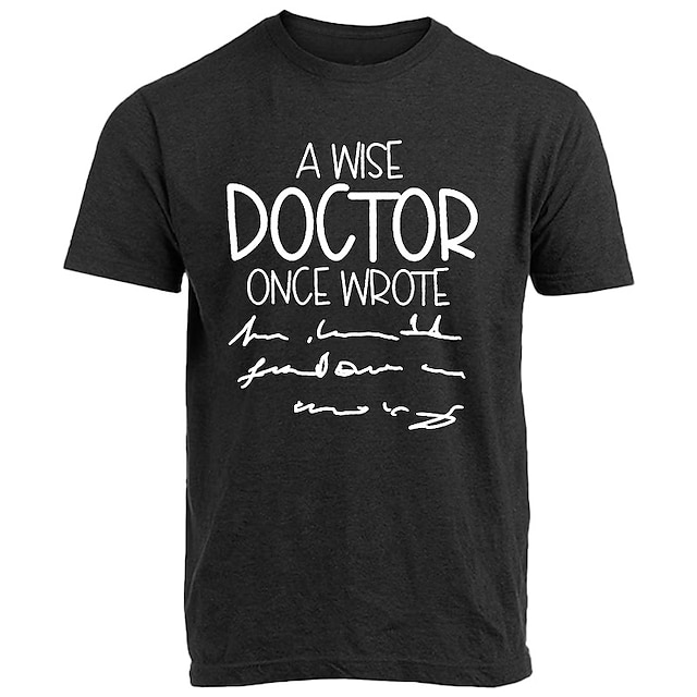  Mens Graphic Shirt Letter Black Light Grey Dark Blue Tee Cotton Blend Sports Classic Short Sleeve Comfortable Outdoor Unanswerable T-Shirt Birthday Wise Doctor Once Wrote