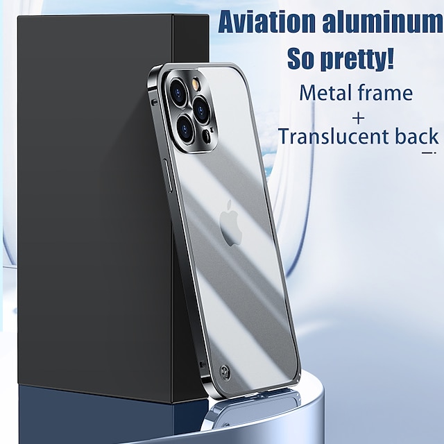  טלפון מגן עבור iPhone 15 14 Pro Max Plus כיסוי אחורי מסגרת באמפר מארז דק ניתן לניתוק מראה שקוף צבע אחיד רטרו אקרילי מתכת