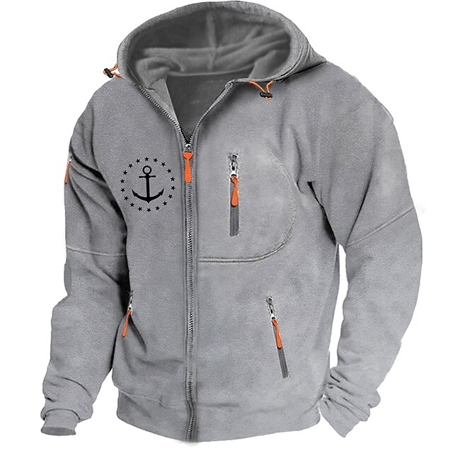  Per uomo Stampe astratte Timone Felpe Manica lunga Felpe Con cappuccio Di tendenza Giornaliero Da mare Per uscire Primavera & Autunno Blu scuro Grigio scuro Grigio Abbigliamento progettista S M L XL