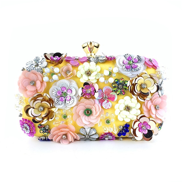  Women's Evening Bag Clutch Bags Polyester Party Party / Evening Bridal Shower Flower Floral Print Rainbow Black Yellow