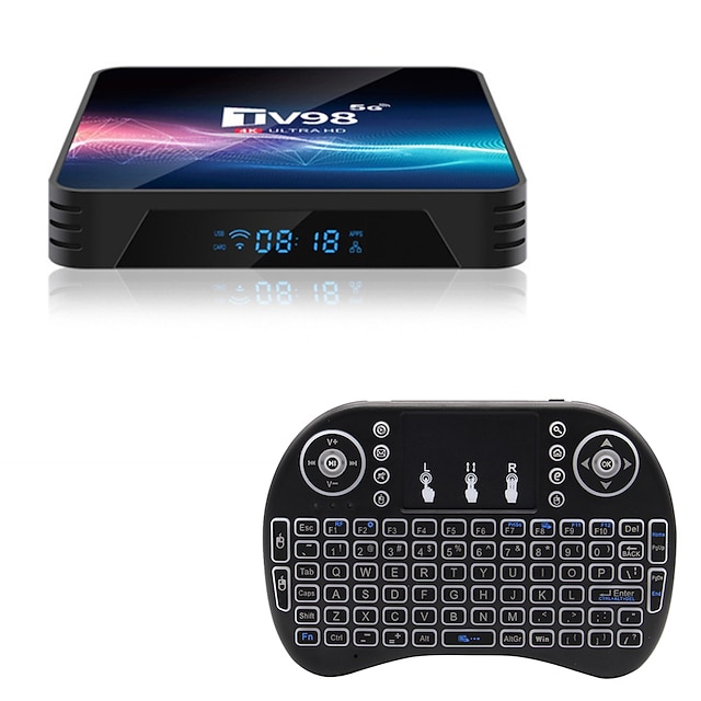  TV98 Android 11.0 TV Box رباعي النواة V11 8GB 16GB 2.4G/5G ثنائي النطاق واي فاي 4K مشغل الوسائط فك التشفير تلفزيون رقمي LAN 100M/1000M